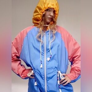 Mira Mikati pink and blue parka windbreaker jacket